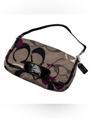 Coach Ashley Multicolored Purple Gray Satin Mini Clutch Bag Purse C Logo Y2K
